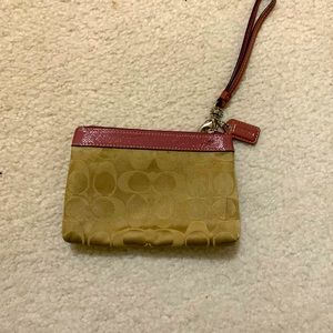 Tan coach wristlet